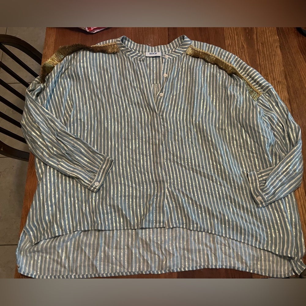 Koch Button Down Top With Gold Embellishment Size… - image 1